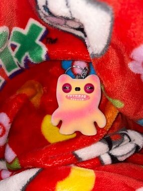 Fuggler series 2 old tooth yellow pink tie dye fuzzy keychain NEW QUICK SHIP